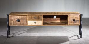 Denver Wood Metal Long TV Cabinet