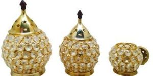 Golden Crystal Brass Diya
