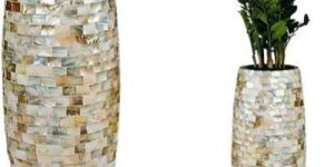 Mosaic Finish Metal Flower Vase