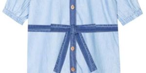 Girls Light Blue Denim Shirt Dress