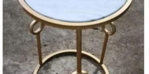 Round Stainless Steel Marble Top Table