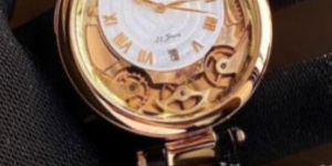 Bovet 1822 Full Gold Black Leather Strap Watch
