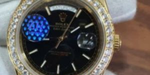 Rolex Day-Date Stick Marking Diamond Bezel Black Dial Swiss Automatic Watch