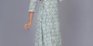 Printed Angrakha Cotton Kurti Set
