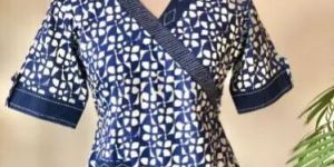 Cotton Indigo Print Top