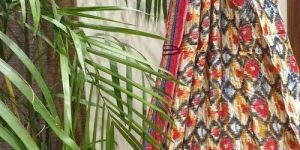 Cotton Red Colour Geometrical Print Fabric