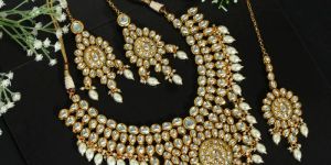 Meena Work Long Kundan Necklace Set