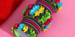 Multicolor Rose Floral Bangles Set