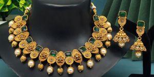Pink Stone Rose Gold Antique Necklace Set