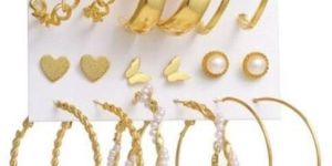 Gold Plated Butterfly Hoop Earrings Set