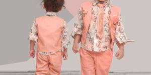 MM774 Peach Boys Pant Shirt Jacket Bow Tie Set