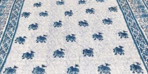 Blue Animal Hand Block Print Quilt