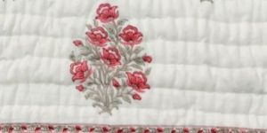 Pink Flower Printed Handmade Sitiched Quilt