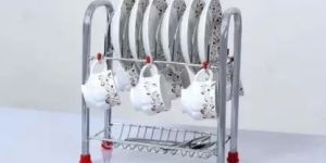 Silver Stainless Steel Cup and Saucer Stand