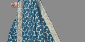 Blue Cotton Banarasi Silk Saree