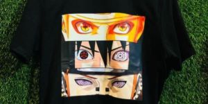 Black Cartoon Printed T Shirt