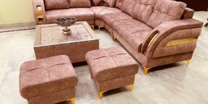 L Shape Wooden Sofa Set