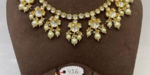 MJ-S-436 White Moti Necklace Set