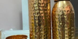 Hammered Copper Bottle & Glass Set