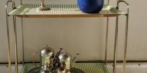 Metal Rattan Serving Trolley