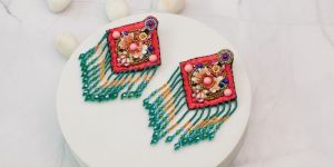 Seed Beads Handmade Embroidered Earrings
