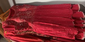 Full off Stone Real Mirror Rani Pink Sharara