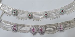 Party Wear Silver Anklets