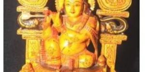 Wooden Krishna Sculpture