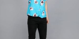 Mens Black Sanganeri Printed Shirt