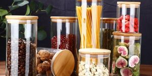 Transparent Food Storage Canister Safe Clear Borosilicate Glass Jar