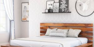 Florentina Solid Wood Platform Queen Size Bed