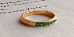 Modern 925 Sterling Silver Emerald Band Ring, Free Size