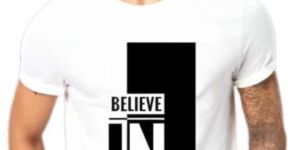 Mens Believe in Yourself Printed Round Neck T-Shirt