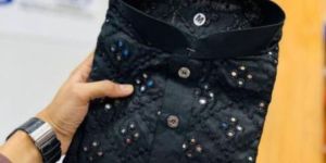Mens Embroidered Kurta Black
