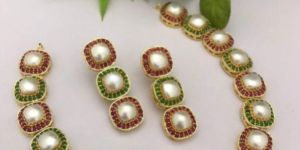 Cubic Zirconia Pearl Necklace Set