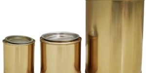 Cylindrical Golden Round Plain Tin Container