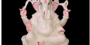 12 Inch Marble White Ganesh Statue