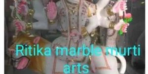 3 Feet Marble Carved Durga Mata Statue