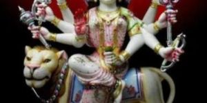 3 Feet Marble Multicolor Durga Mata Statue