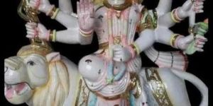 4 Feet Marble Carved Durga Mata Statue