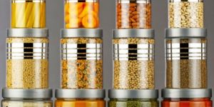 16 Piece Small Silver Line Printed Pet Jar Set