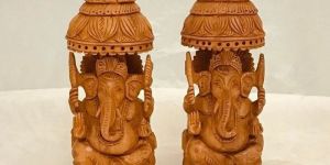 Wooden Ganesh Ji Statue