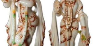 15 Inch White Marble Radha Krishna Statue