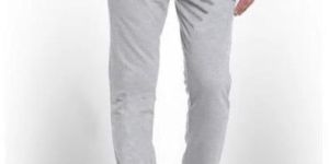 Grey Cotton Mens Plain Track Pant
