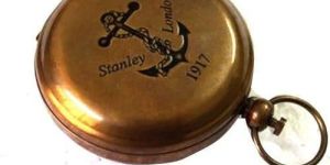 Round Brass Push Button Compass