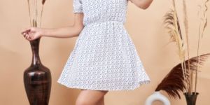 White Polka Print Mini Dress
