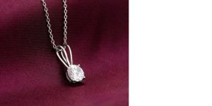 Silver Zircon Pendant with Link Chain