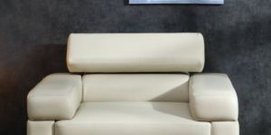 Penza Leatherette 1 Seater Sofa in Cream Colour