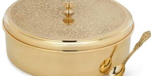9 Inch Brass Etched Spice Container