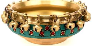 Multicolor Gemstone Handwork Traditional Brass Urli